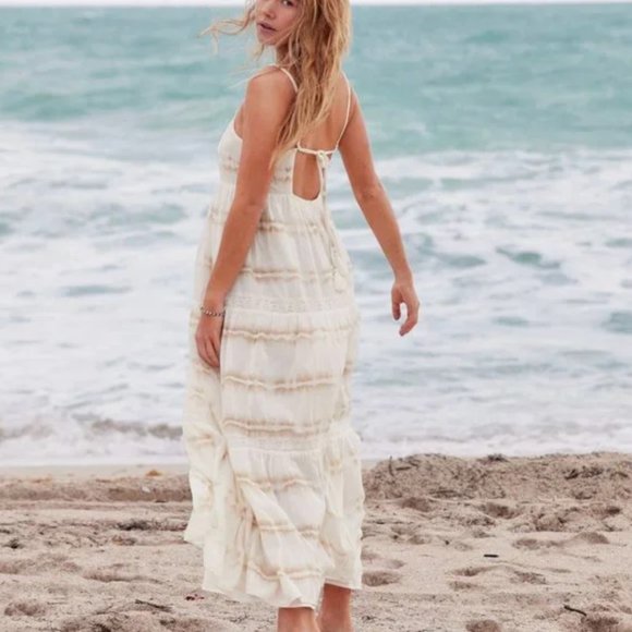 Aerie Beach Tie Dye Cotton Maxi Sundress Size L Boho Beachy Summer - Picture 2 of 12